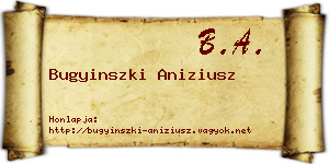 Bugyinszki Aniziusz névjegykártya